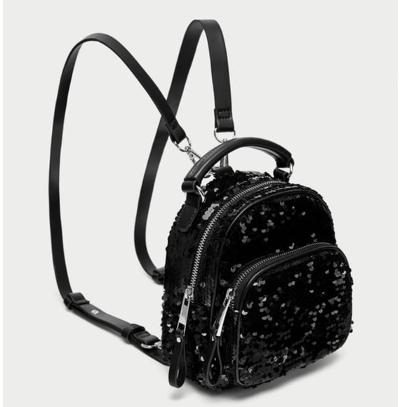 black sequin mini backpack